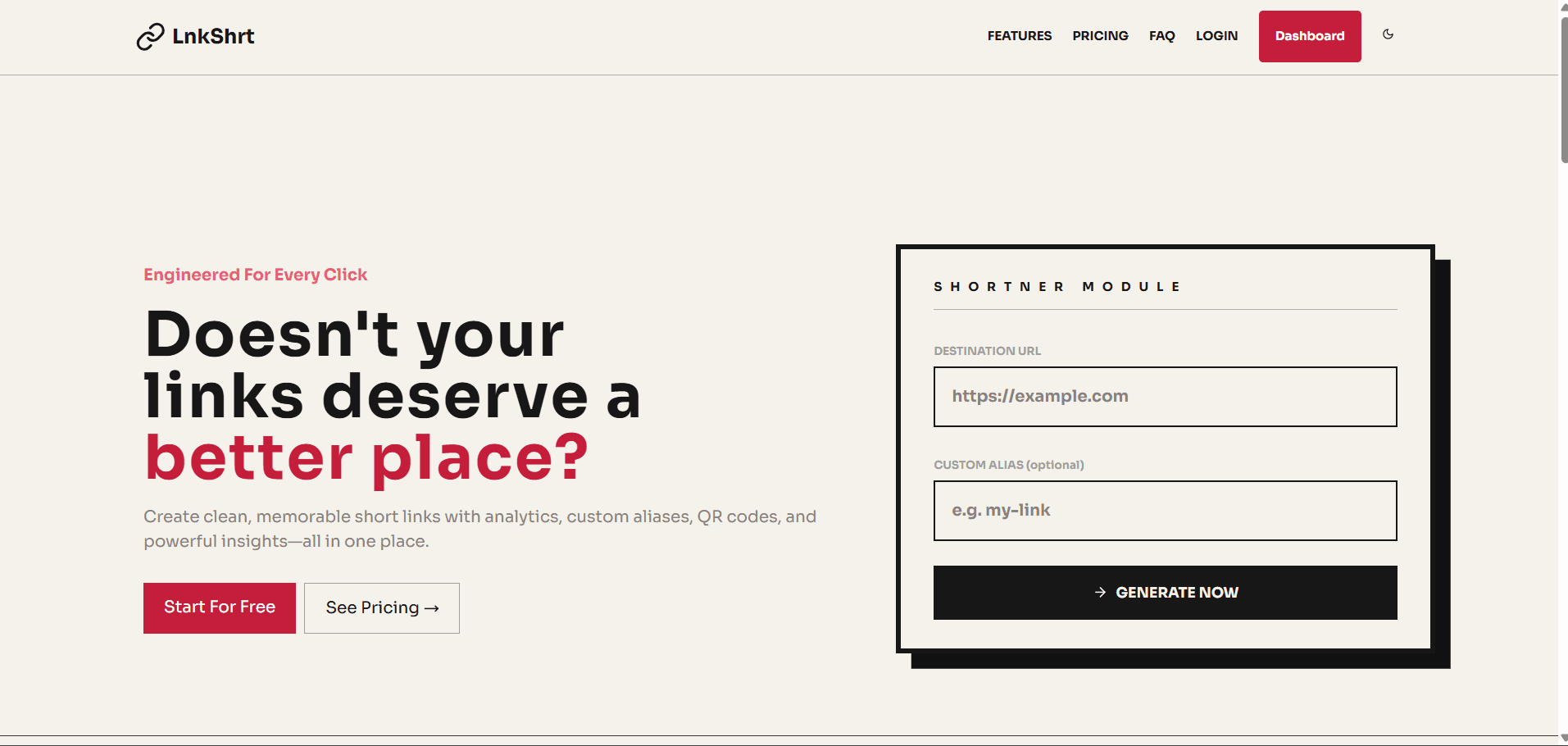 LnkShrt - Next Gen URL Shortener